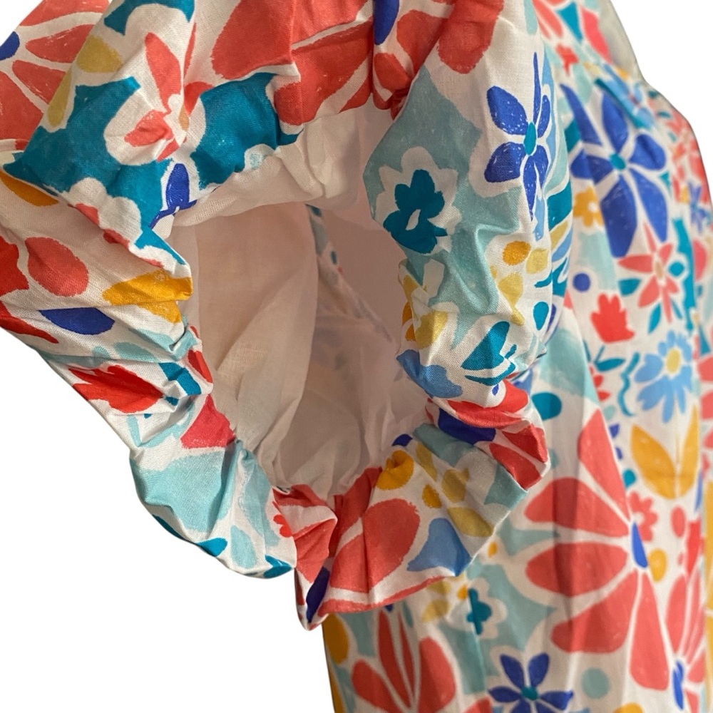 Fate Curve Floral Print Bubble Sleeve Cotton Blouse Womens Plus Size 1X NWT - Picture 6 of 12